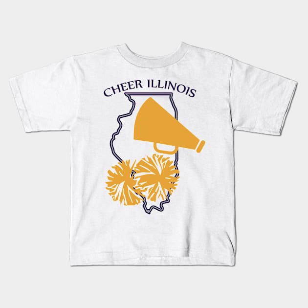 Illinois Cheer megaphone Kids T-Shirt by Prairie Ridge Designs